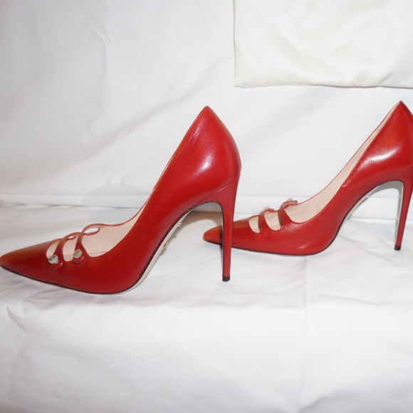 Gucci/Malaga kid/ Hibiscus Red Pumps - Picture 6 of 7